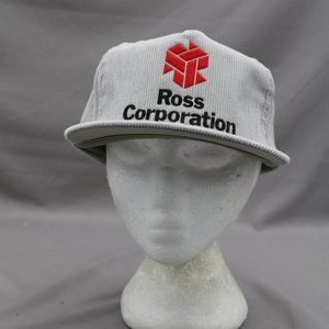 Vintage Corduroy Hat - Ross Corporation Mining Puffer Graphic - Adult Snapback